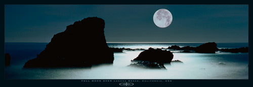 Full Moon Over Laguna Beach, California by Chad Ehlers Wall Art Décor 13 x 37 Art Print