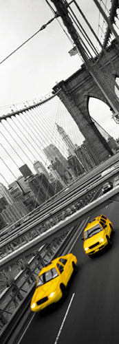 Framed Two Yellow Cabs by Graham Monro | 37 x 13