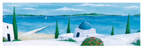 Framed Aegean Summer II by Julia Hawkins | 13 x 37