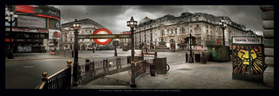 Framed Piccadilly Circus, London by Stéphane Rey-Gorrez | 13 x 37