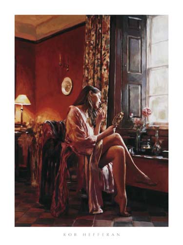 Femme avec Miroir by Rob Hefferan Wall Art Décor 19 3/4 x 15 3/4 Art Print