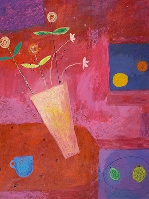 Floral Study in Red and Blue by Charlotte Hardy Wall Art Décor 19 3/4 x 15 3/4 Art Print