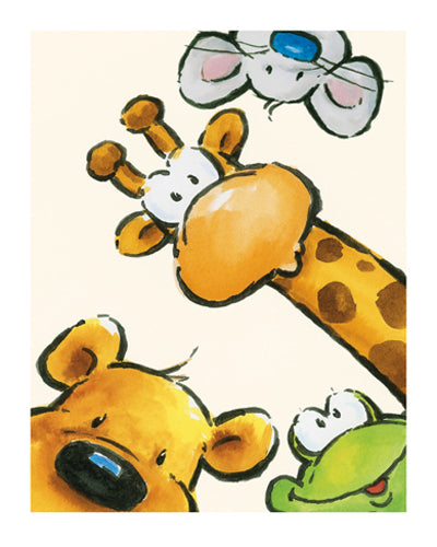 Funny Friends III by Jean Paul - Whimsical Wall Art Print 19 3/4 inch