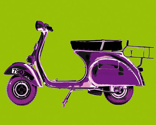Framed Vespa in Green by Myrjam Tell | 15 3/4 x 19 3/4