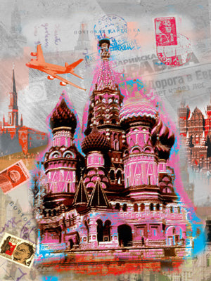 Framed Moscow Vintage by Robin Jules | 19 3/4 x 15 3/4