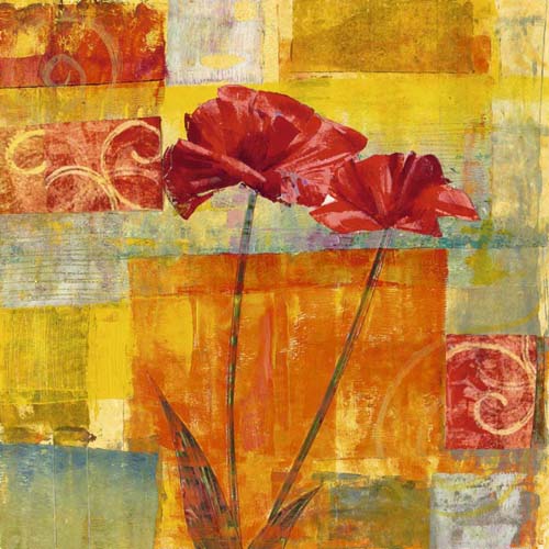 Red Tulips I by Yvonne Dulac Wall Art Décor 19 3/4 x 19 3/4 Art Print