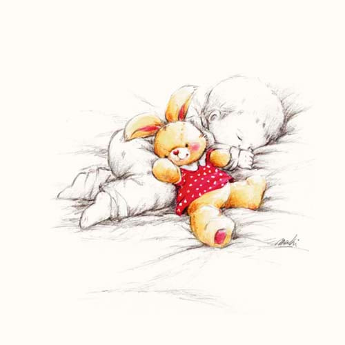 Framed Sleepy Time I by Makiko | 11 3/4 x 11 3/4