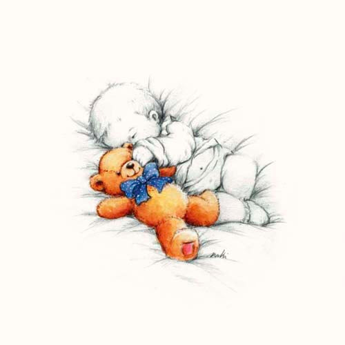 Framed Sleepy Time II by Makiko | 11 3/4 x 11 3/4