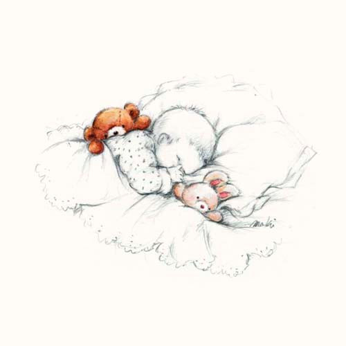 Framed Sleepy Time III by Makiko | 11 3/4 x 11 3/4