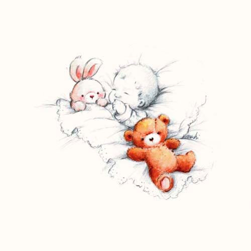 Framed Sleepy Time IV by Makiko | 11 3/4 x 11 3/4