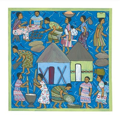 Village Life II by Serowe - African Inspired Art Print | 11.75 x 11.75 Wall Décor