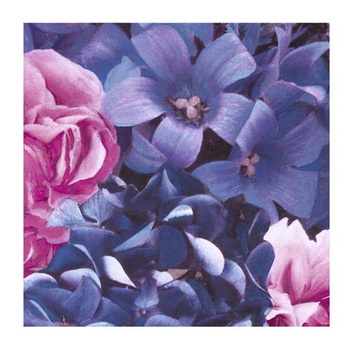 Pink and Blue Flowers by Jenny Dreifuss: Vibrant Floral Art Print for Home Décor | 11.75 x 11.75 Wall Art