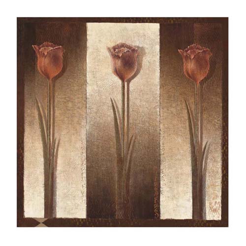 Three Tulips by Mira Latour - Elegant Floral Wall Art Print 11.75 x 11.75