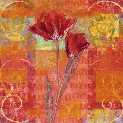 Red Tulips II by Yvonne Dulac Wall Art Décor 11 3/4 x 11 3/4 inch Art Print