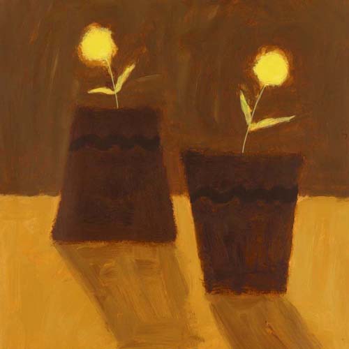 Two Yellow Flowers III by Jamie Oliver - Modern Floral Wall Art Print 11.75 x 11.75 inch