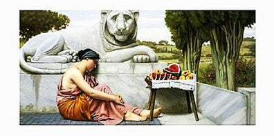 The Fruit Girl by John William Godward Wall Art Décor 19 3/4 x 39 1/2 Art Print