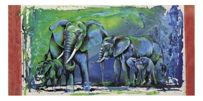Wild Elephants by Rolf Knie Wall Art Décor 19 3/4 x 39 1/2 Art Print
