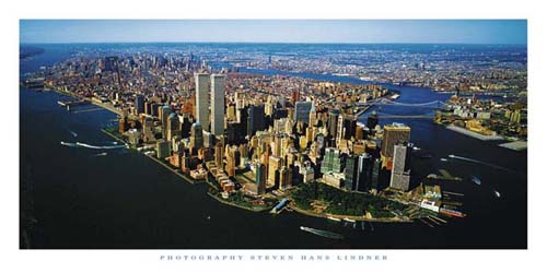 Aerial View of Manhattan by Steven Lindner Wall Art Décor 19 1/2 x 39 1/2 Art Print