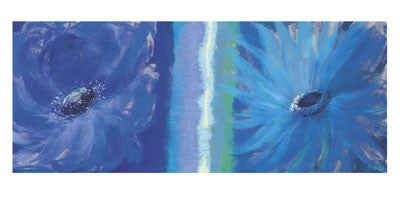 Blue Flowers by Nel Whatmore Wall Art Décor 19 3/4 x 39 1/2 Art Print