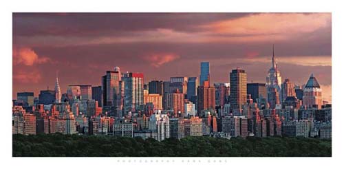 Sunrise Over New York Skyline by Hank Gans Wall Art Décor 19 3/4 x 39 1/2 Art Print