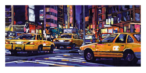 Yellow Cabs, NYC by Roy Avis Wall Art Décor 19 3/4 x 39 1/2 Art Print