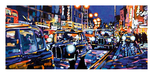 Framed Black Cabs, London by Roy Avis | 19 3/4 x 39 1/2