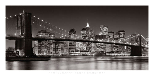 Brooklyn Bridge, 2007 by Henri Silberman - Modern Cityscape Art Print 19x13.75 inches