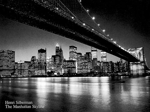 Manhattan Skyline Art Print by Henri Silberman - Modern Cityscape Wall Decor 35.5 x 24.5 inch