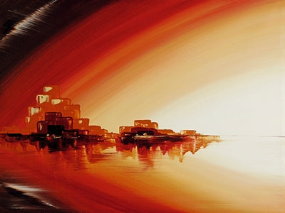 Skyline at Sundown by Kris Hardy - Cityscape Wall Art Print 23.5 x 18.5 | Modern Home Décor