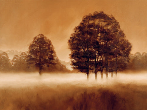 Misty Meadow by Alan Parker - Serene Landscape Wall Art Print 23.125 inch
