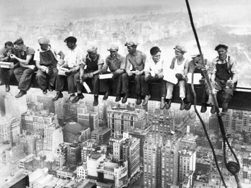 Eating Above Manhattan Art Print by Photography Collection - Iconic NYC Wall Decor