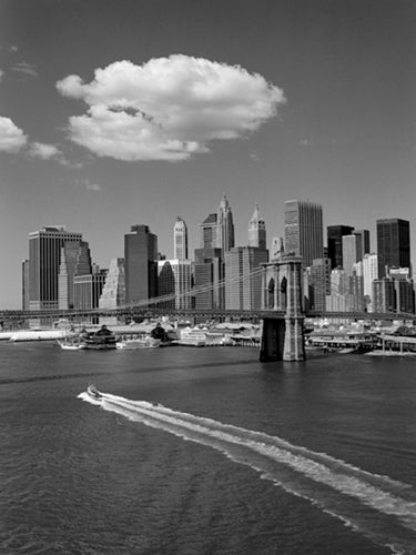 White Cloud Over Brooklyn Bridge Art Print by Henri Silberman - Iconic NYC Wall Decor 31.5 x 23