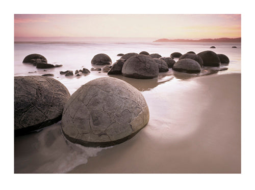 Moeraki Morning Art Print by Georg Popp & Verena Hackner - Coastal Landscape Wall Decor 23.5 x 31.5