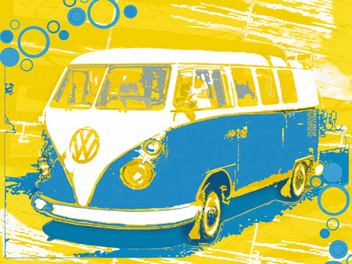 Vintage VW Bus Art Print by Michael Cheung - Retro Wall Decor 23.5 x 31
