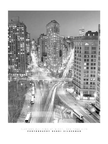 Flatiron Building at Night by Henri Silberman - Iconic NYC Wall Art Print 31.5 x 23.25