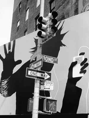 Bond Street Billboard by Henri Silberman - Modern City Art Print for Home & Office Decor