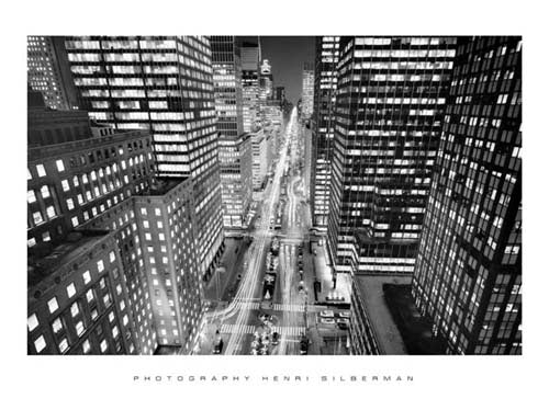 Park Avenue at Night, NYC Art Print by Henri Silberman - Modern Cityscape Wall Decor