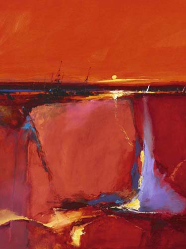 Red Horizon by Peter Wileman - Abstract Seascape Wall Art Print 31.5 x 22.5