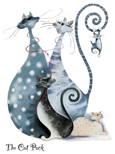 The Cat Pack, Catitudes by Marilyn Robertson Wall Art Décor 31 1/2 x 23 1/2 Art Print