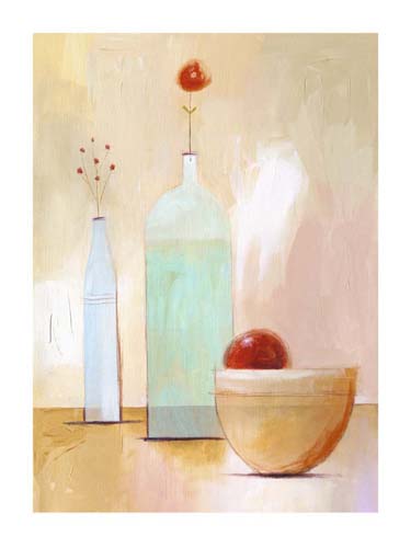 Still Life on Yellow Table by Nicola Evans Art Print - Modern Wall Decor 31.5 x 23.5