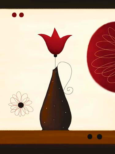 A Single Red Tulip by Jo Parry - Vibrant Floral Wall Art Print 31.5 x 23.5