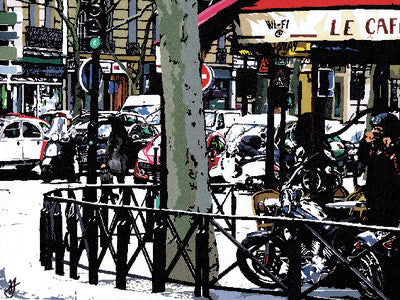 Parisian Café Art Print by Jo Fairbrother - French Street Scene Wall Decor