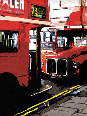 Routemasters London Art Print by Jo Fairbrother - 31.5 x 23.5 Wall Decor