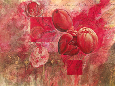 Fleurs d'Automne II by Yvonne Dulac - Elegant Autumn Floral Art Print 23x23 Inch