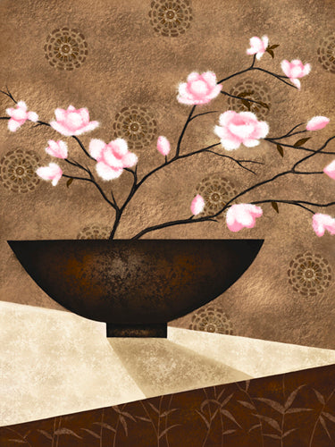 Cherry Blossom in Bowl by Jo Parry - Elegant Floral Art Print for Home Decor