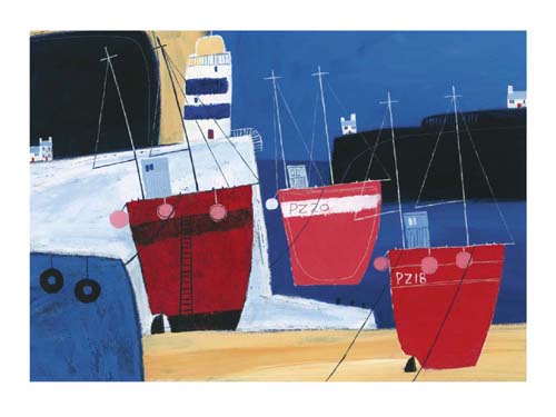 Three Red Boats by Dave Jaundrell Wall Art Décor 23 1/2 x 31 1/2 Art Print