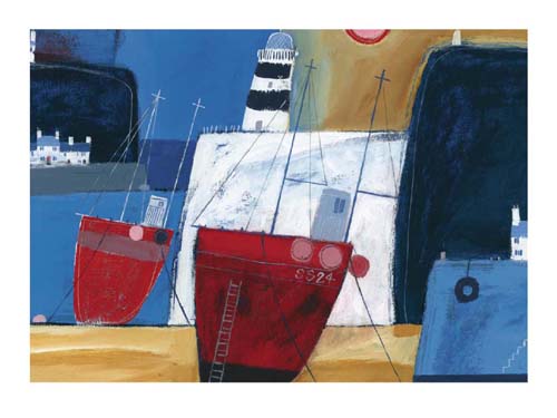 Two Red Boats by Dave Jaundrell Wall Art Décor 23 1/2 x 31 1/2 Art Print