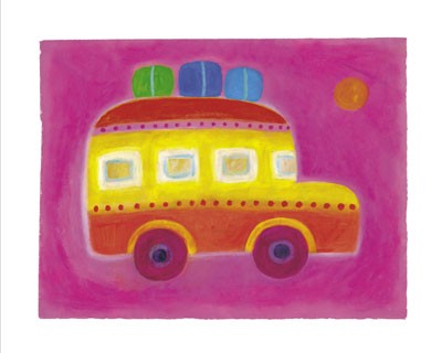 Bus by Janie Coath Wall Art Décor 9 1/2 x 11 3/4 Art Print