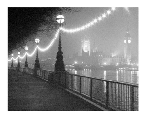 Framed River Thames by Night by Shener Hathaway | 9 1/2 x 11 3/4