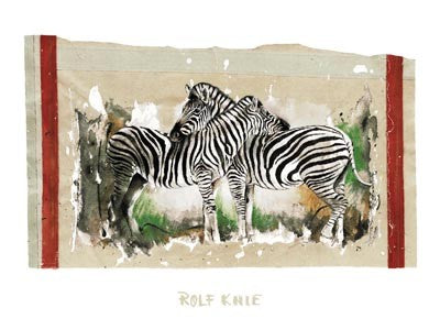 Two Zebras by Rolf Knie Wall Art Décor 9 1/2 x 11 3/4 Art Print